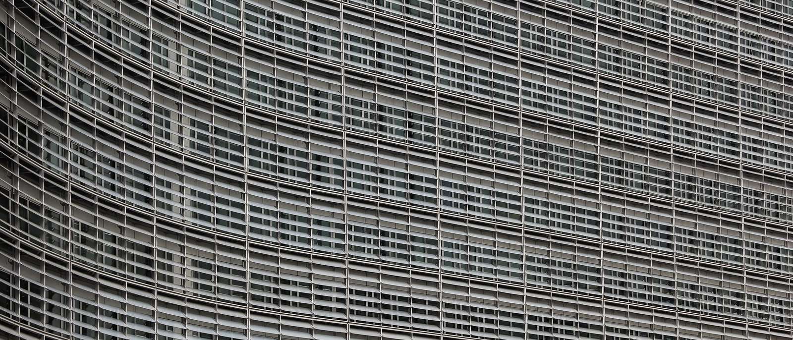 The repeating façade of the Berlaymont building, home of the European Commission, Brussels.